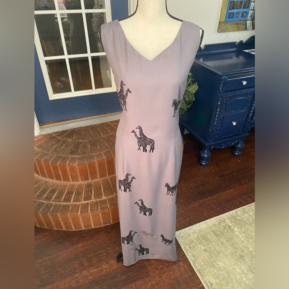 Vintage ILyse Hart LTD Zebra & Giraffe  Maxi Dress Size 16